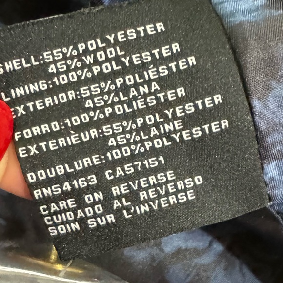 Guess top of the line Navy wool blend coat with golden zippers & buttons size L - Picture 10 of 12